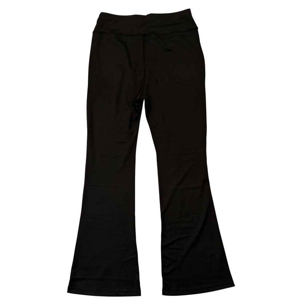 Womens Size Large Black Flared Knit Pull On Pants With Pockets - Picture 3 of 9